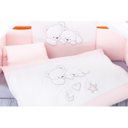 Pościel 3-el Tuttolina Cuddle Bears różowe paski