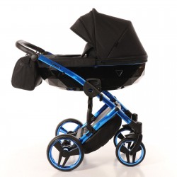 Wózek dziecięcy Junama Individual koła żelowe - 02 czarny/niebieski