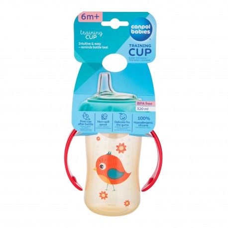 Canpol babies Kubek treningowy ustnik silikonowy 320ml CUTE ANIMALS czerwony 56/512_red