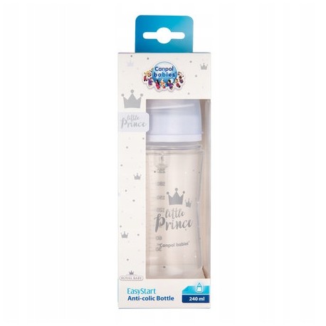 Canpol babies Butelka szeroka antykolkowa 240ml PP EasyStart ROYAL BABY niebieska 35/234_blu